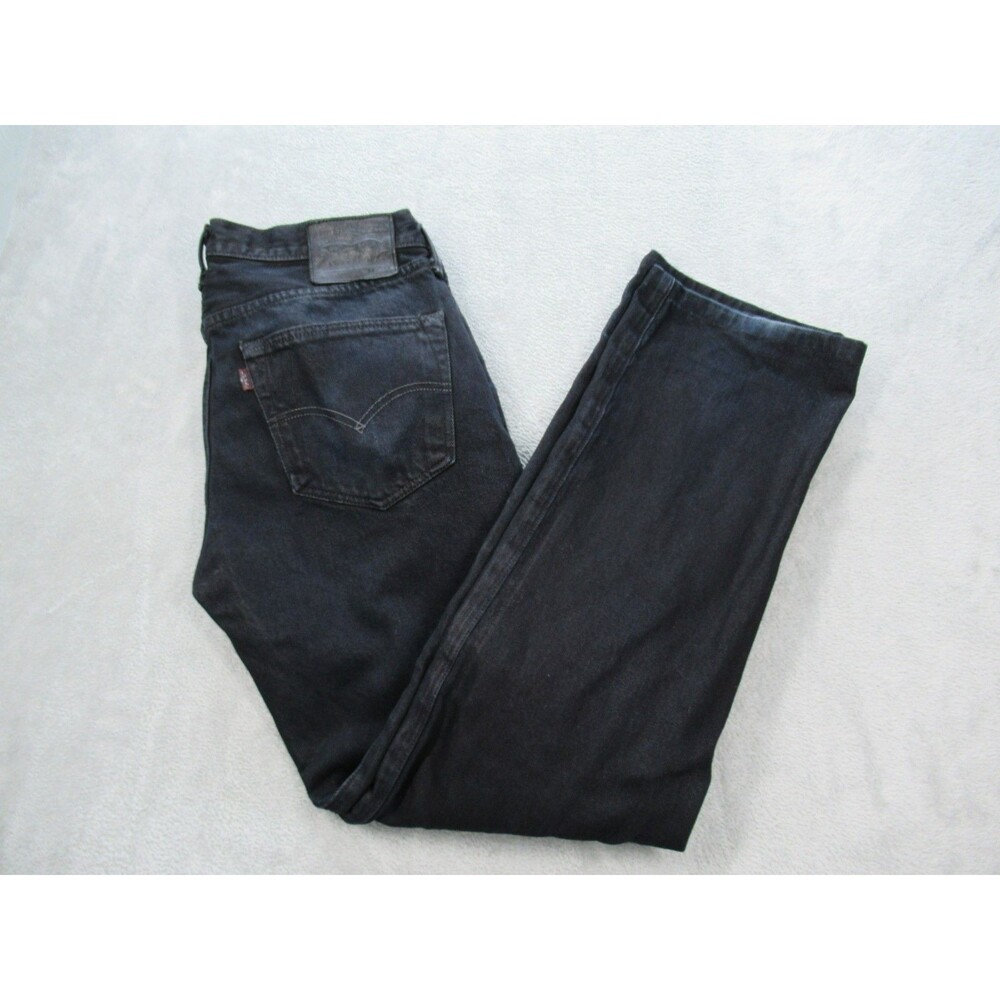 Levis 501 Mens 34 x 36 (Actual 32x30.5) Jeans Black Button Fly Straight Leg